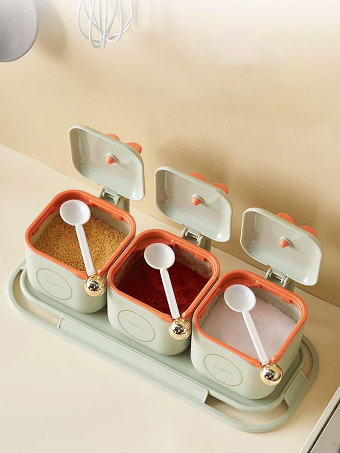 Scizor Household Kitchen Condiments Combination Set Condiment Dispenser Salt MSG Jar Seasoning Bottle Compartment Seasoning Box SAB - View 6 of 7