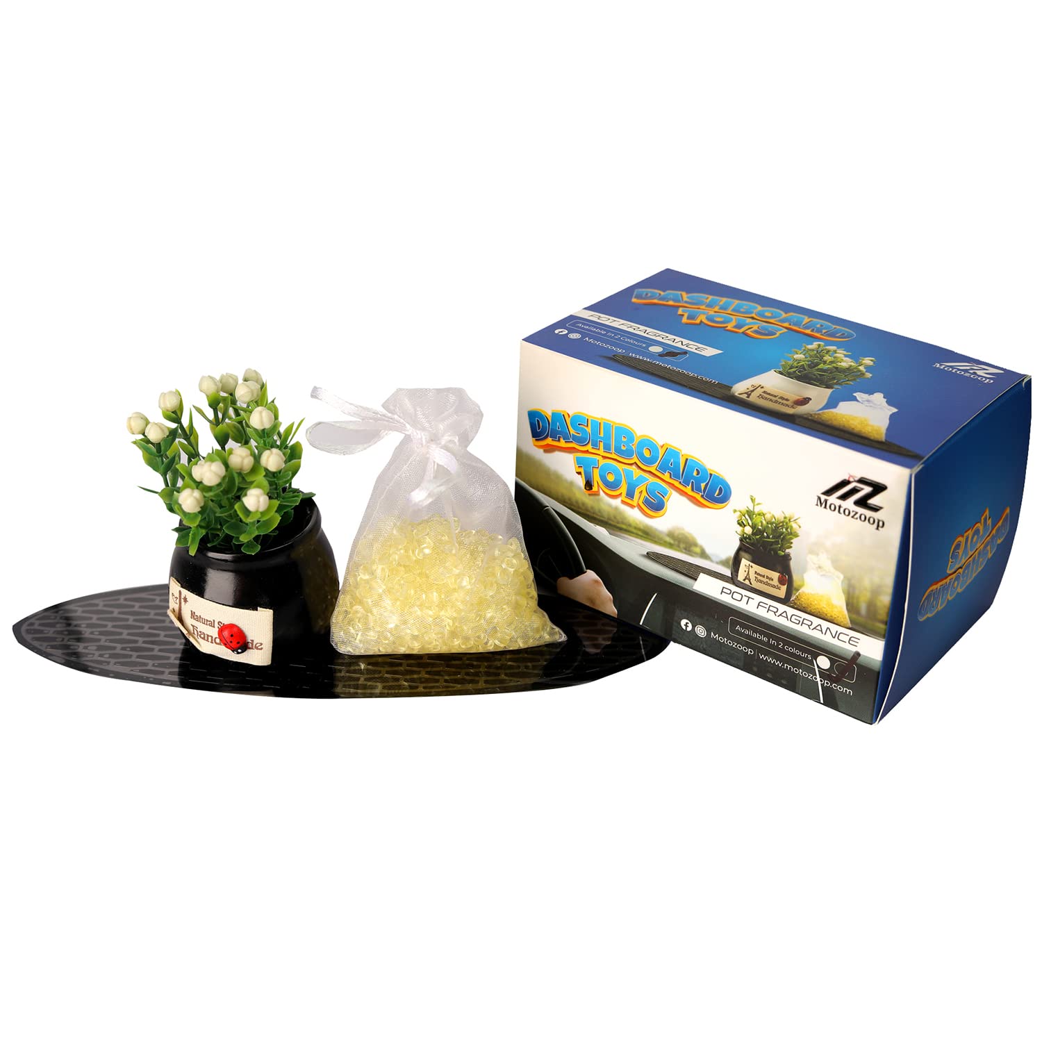 MOTOZOOP ® Car Dashboard Accessories adorable Flower Pot (BLACK) with Anti Slip Pad and Car Perfume Car Dashboard idols and Showpiece car Interior Accessories and gadgets - View 7 of 7