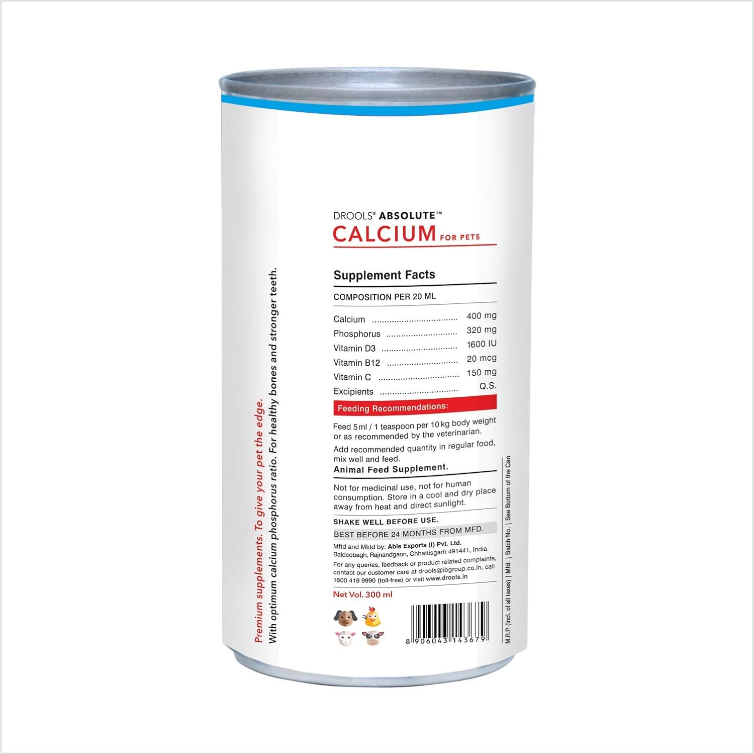Drools Absolute Calcium Syrup- Dog Supplement, 300ml - View 4 of 5