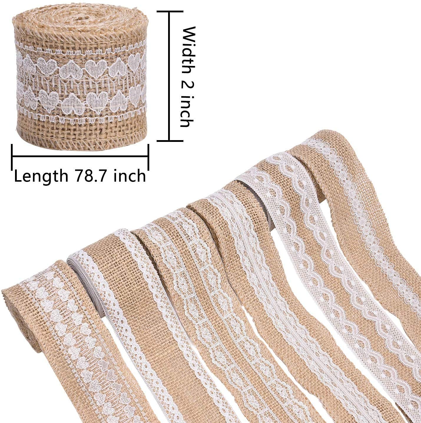 HOME BUY Jute Lace Natural Burlap Rolls With Lace Ribbon Eco- Friendly For Art&amp;Craft Christmas Tree Gift Wrapping Home&amp;Decor Hessian Burlap Wedding Decorations Diy Handmade (Pack Of 2) - View 8 of 8