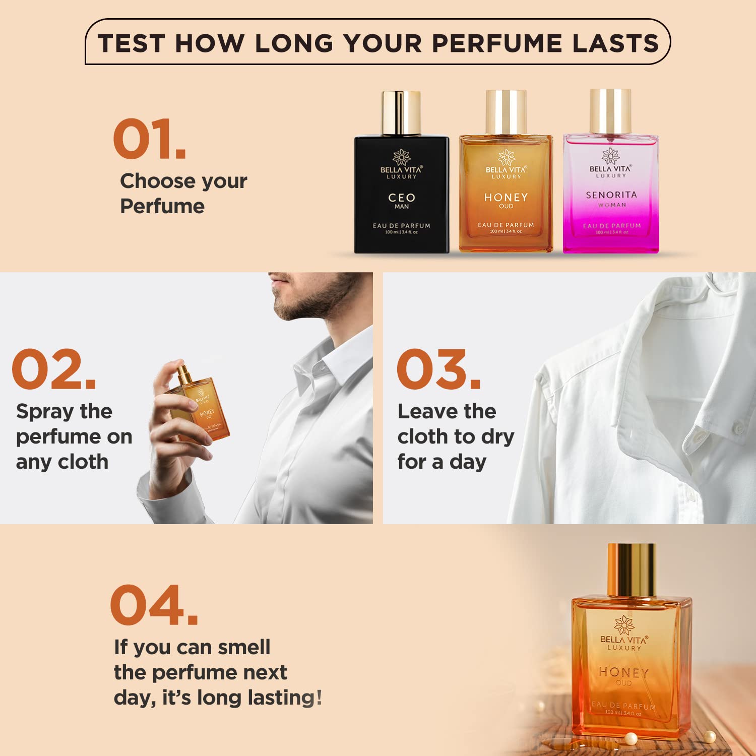 Bella Vita Luxury Honey Oud Eau De Parfum Unisex Perfume for Men & Women with Patchouli, Vanilla, Bergamot | Floral, Spicy EDP Fragrance Scent, 100 Ml - View 2 of 5