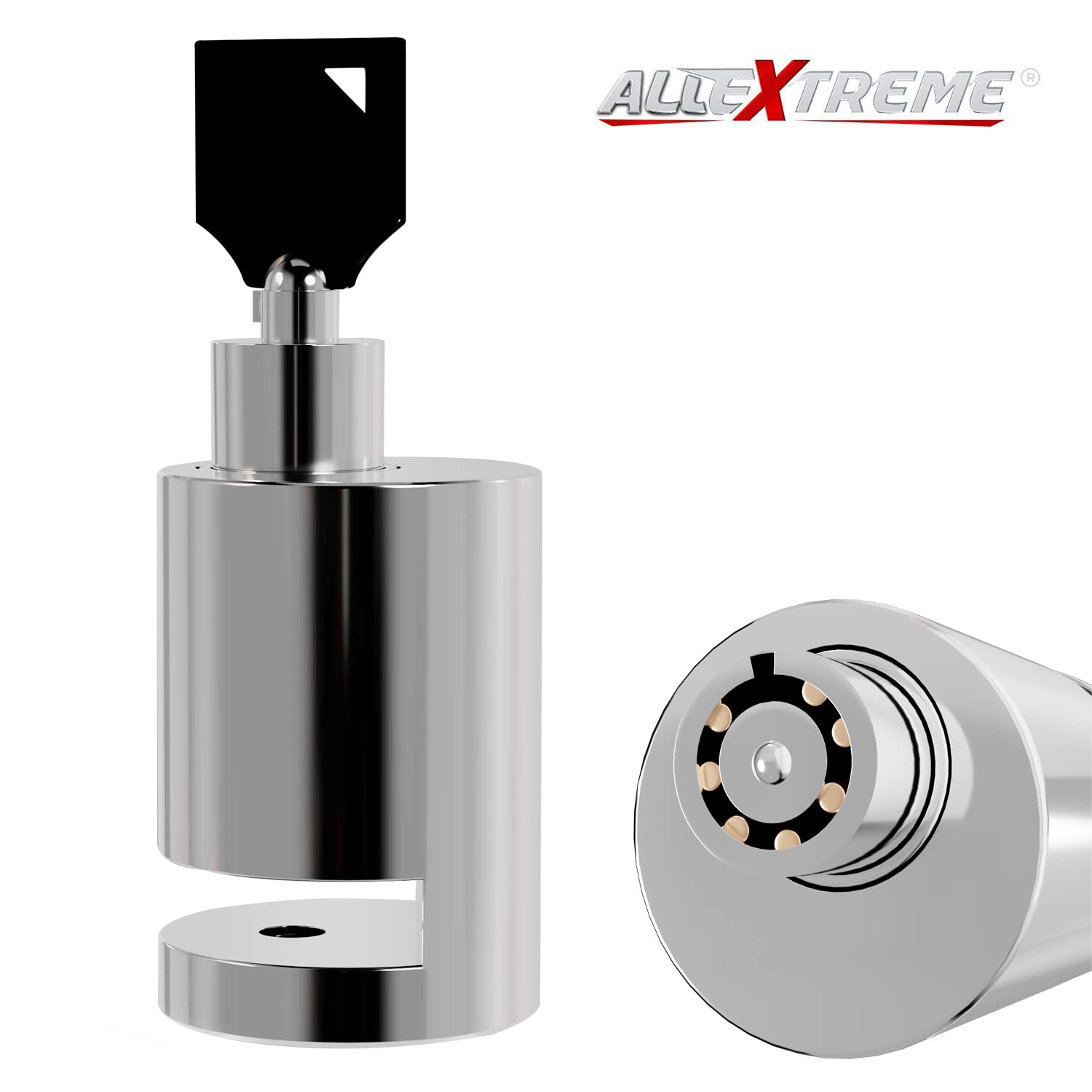 Allextreme EXHDBL1 Stainless Steel Heavy Duty Painted Finish Disc Brake Anti Theft 7mm Pin Wheel Locking Security Lock for Bike and Motorcycle (Chrome) - View 5 of 5