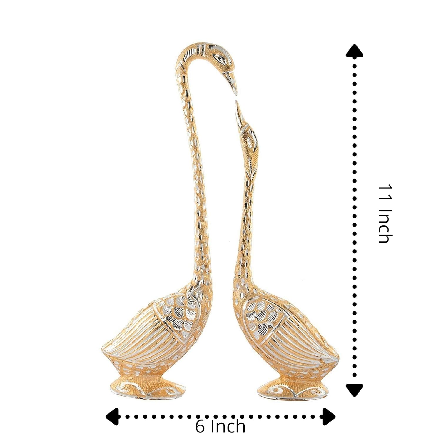 WebelKart Pair of Kissing Duck Showpiece - 29 cm (Aluminium, Golden ) - View 4 of 5