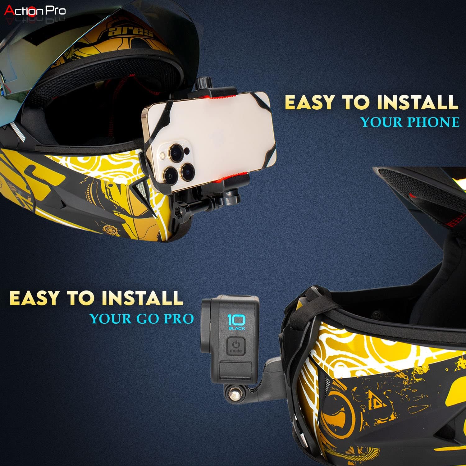 Action Pro Helmet Chin Mount Strap Set Compatible with All Smartphones GoPro Hero 12 11 10 9 8 7 6 5 4 SJCAM DJI Osmo and All Action Cameras (Made in India) - View 4 of 5