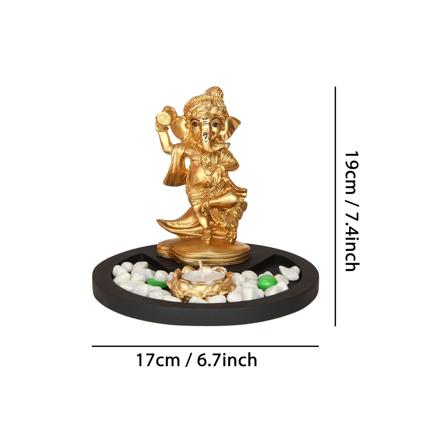 TIED RIBBONS Lord Ganesha Statue with Candle and Tray - Decorations Items for Home Gifts - View 4 of 4