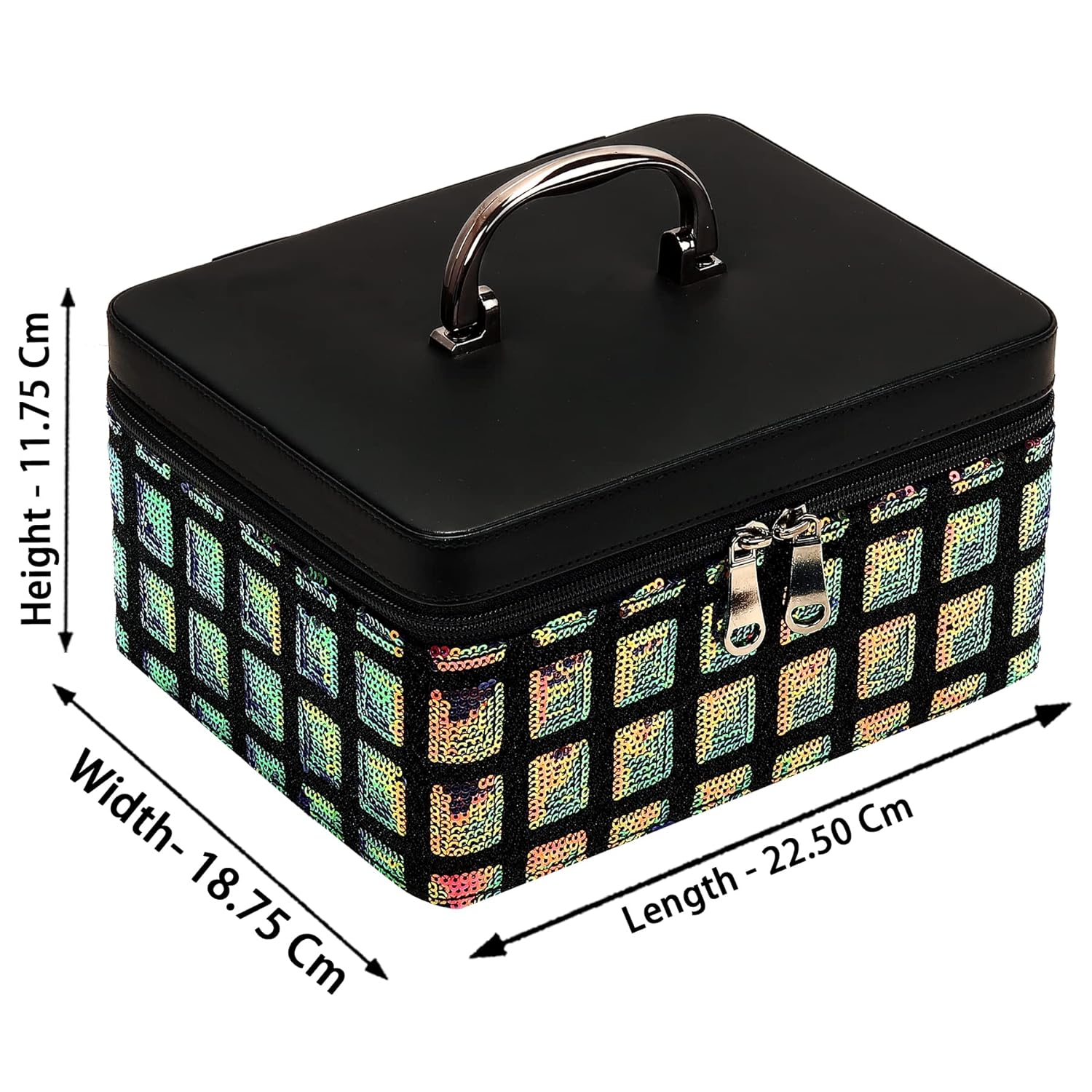 FADAK Vanity Box Makeup Storage Organizer Box with Adjustable Compartment &amp; Multi Functional Cosmetic Box Makeup Hand Box for Travel &amp; Home - View 3 of 6