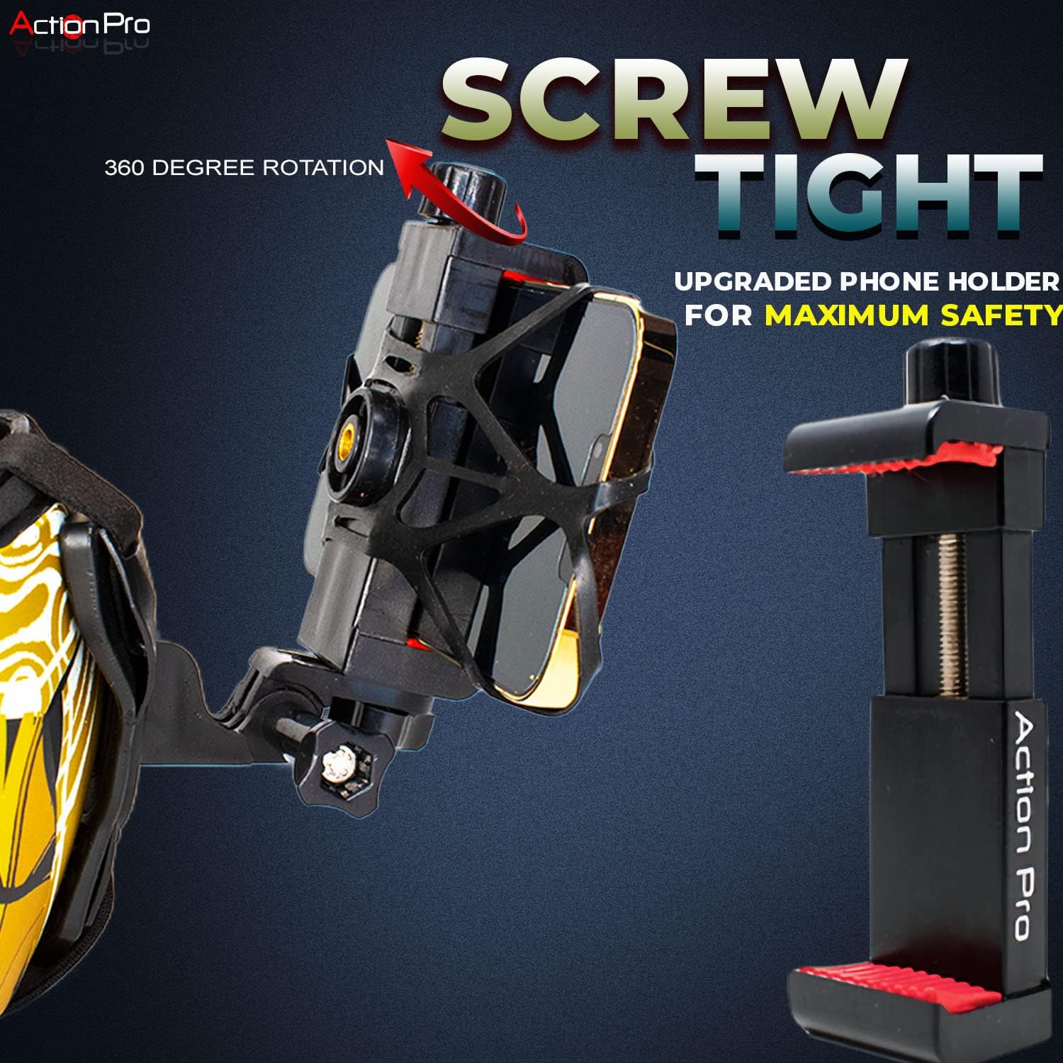 Action Pro Helmet Chin Mount Strap Set Compatible with All Smartphones GoPro Hero 12 11 10 9 8 7 6 5 4 SJCAM DJI Osmo and All Action Cameras (Made in India) - View 2 of 5