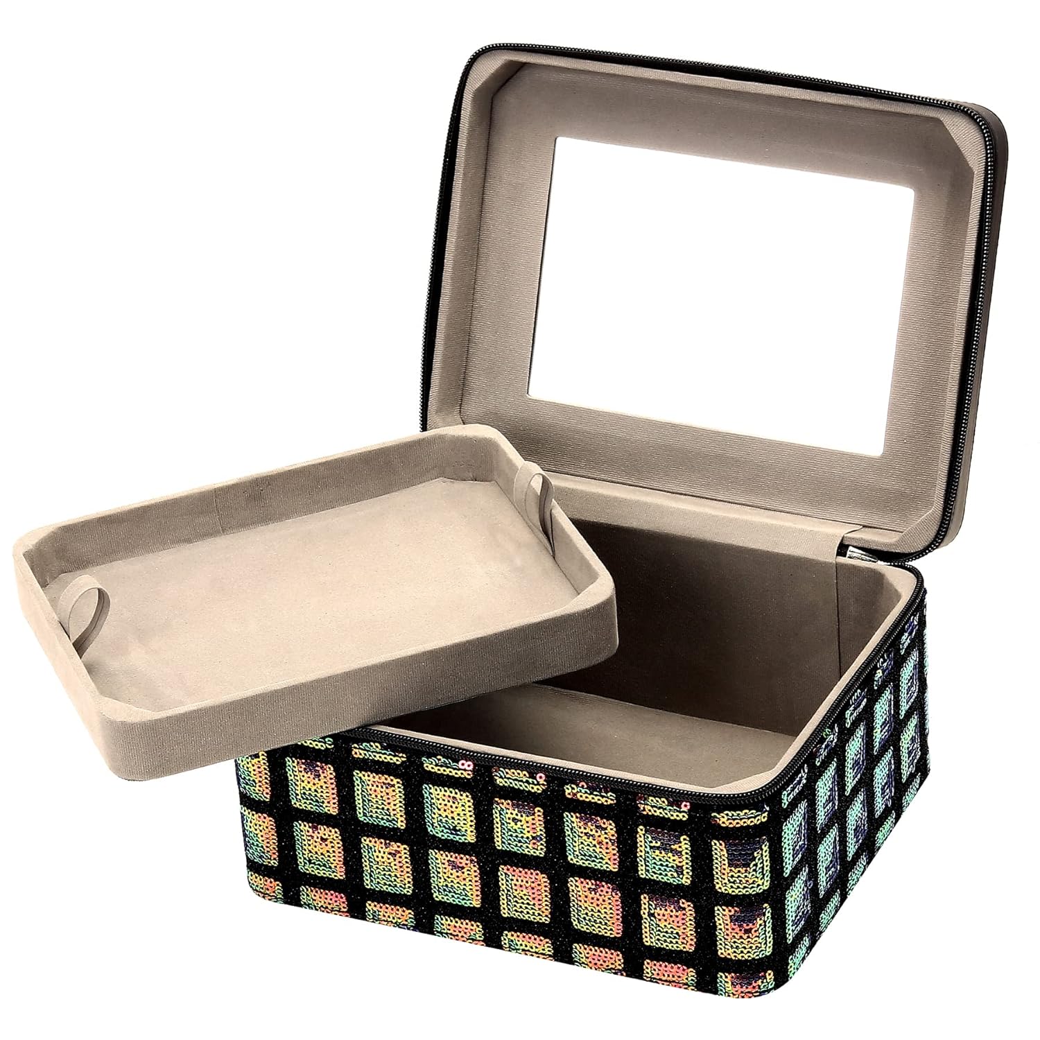 FADAK Vanity Box Makeup Storage Organizer Box with Adjustable Compartment &amp; Multi Functional Cosmetic Box Makeup Hand Box for Travel &amp; Home - View 4 of 6