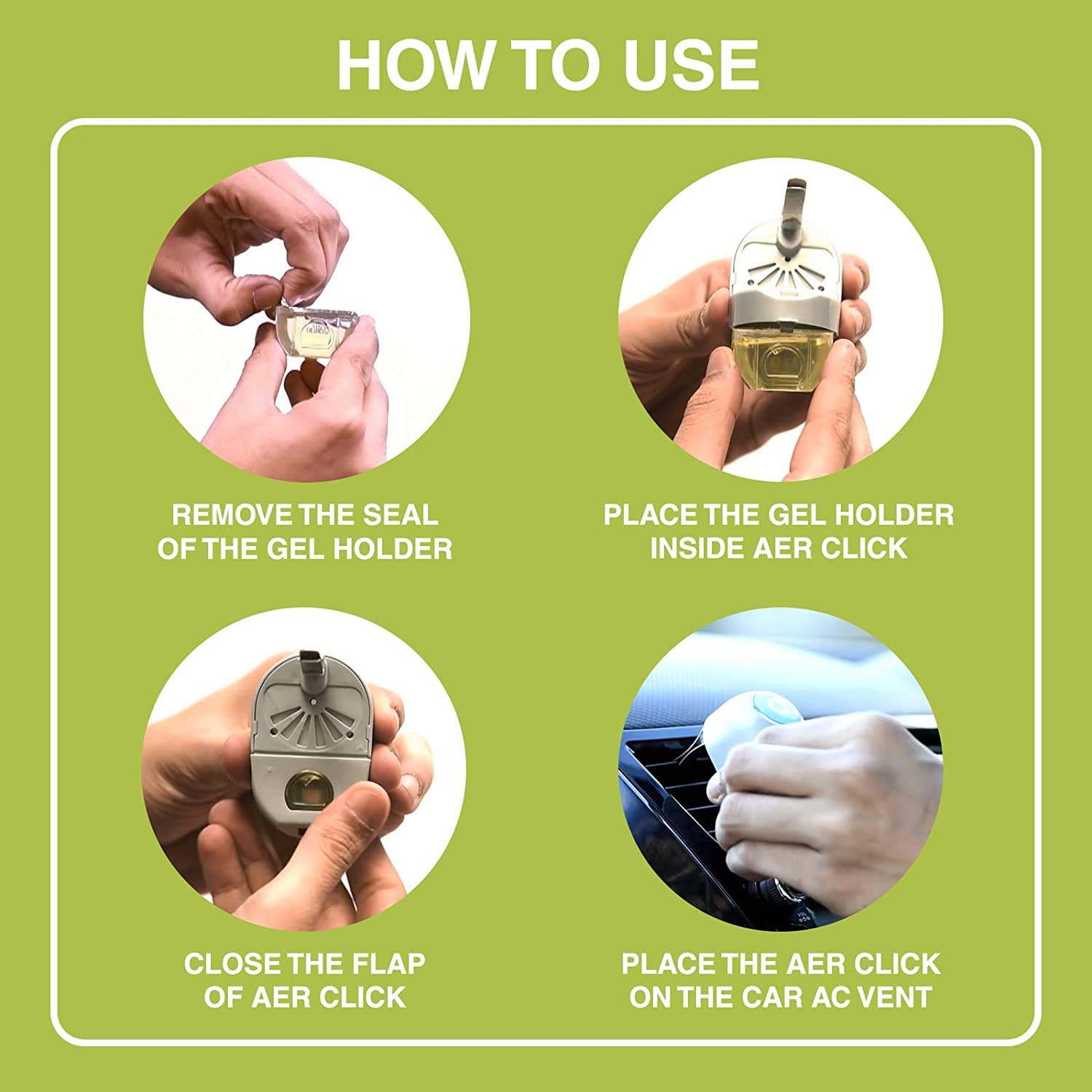 Godrej aer click | Car Vent Air Freshener Kit - Long-Lasting | Spill-proof | Fresh Lush Green (10g) - View 3 of 7