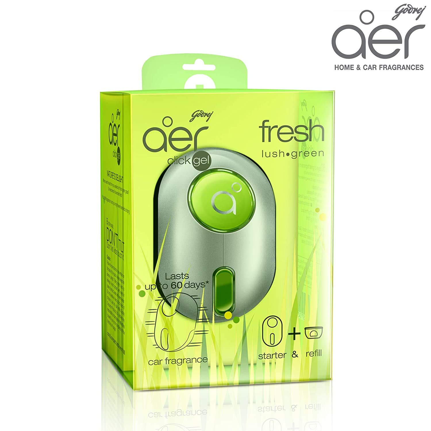 Godrej aer click | Car Vent Air Freshener Kit - Long-Lasting | Spill-proof | Fresh Lush Green (10g) - View 6 of 7