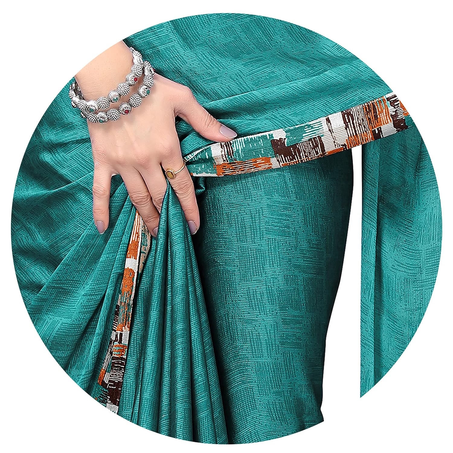 SOURBH Chiffon Texture Border Printed Women's Saree with Blouse Piece - View 6 of 7