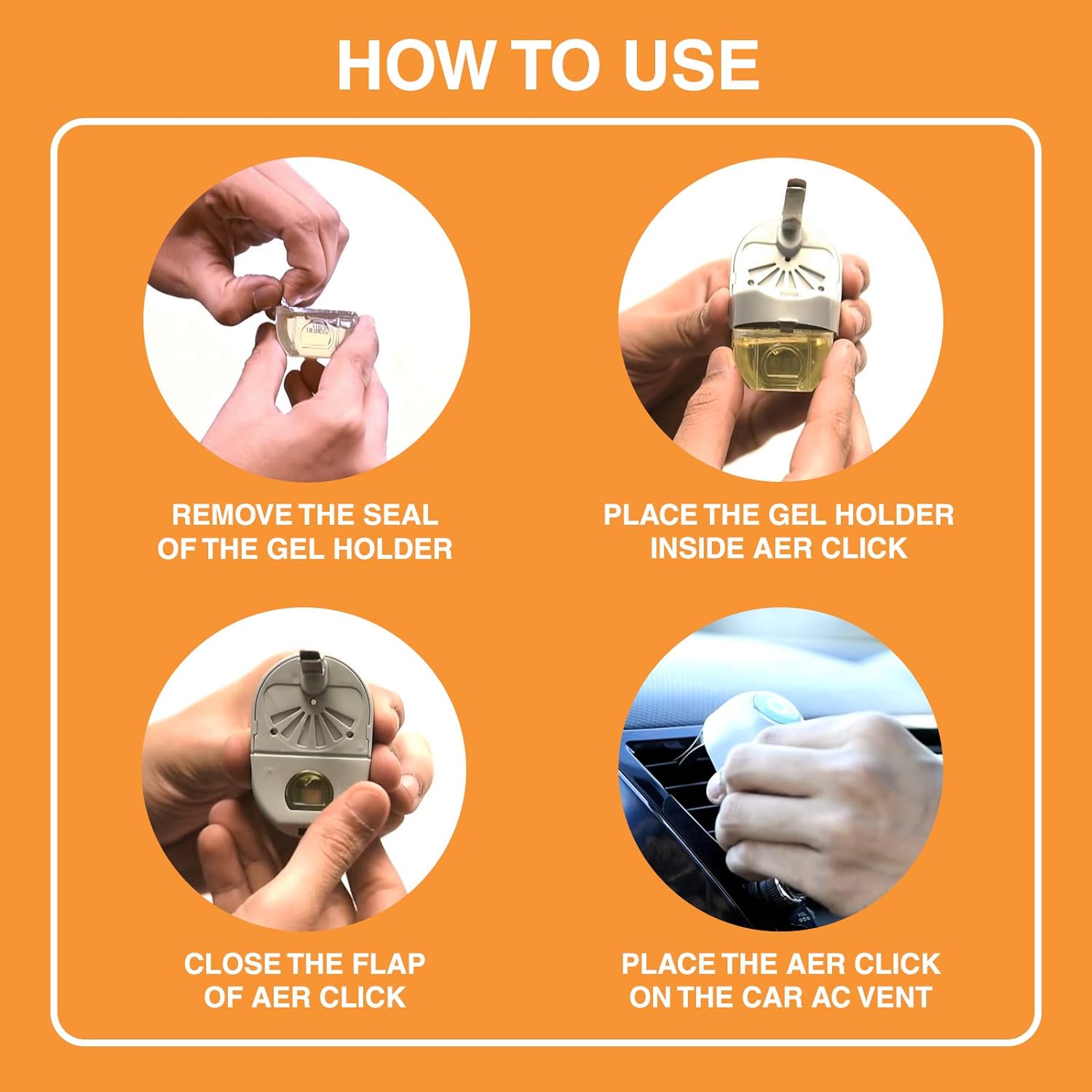 Godrej aer click | Car Vent Air Freshener Kit - Long-Lasting | Spill-proof | Bright Tangy Delight (10g) (Orange, Gel) - View 3 of 6