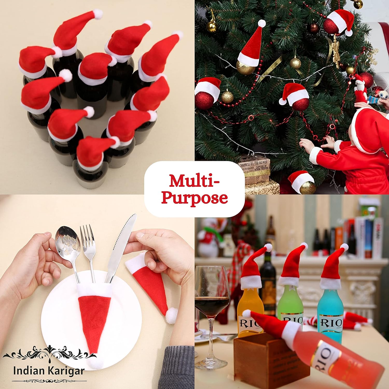 Indian Karigar Christmas Decorations Items for Home 12 Pcs Mini Caps for Bottle Decoration Christmas Decoration Item for Home Merry Christmas Decor Christmas Tree Decoration Items Set of 12 Red - View 5 of 5