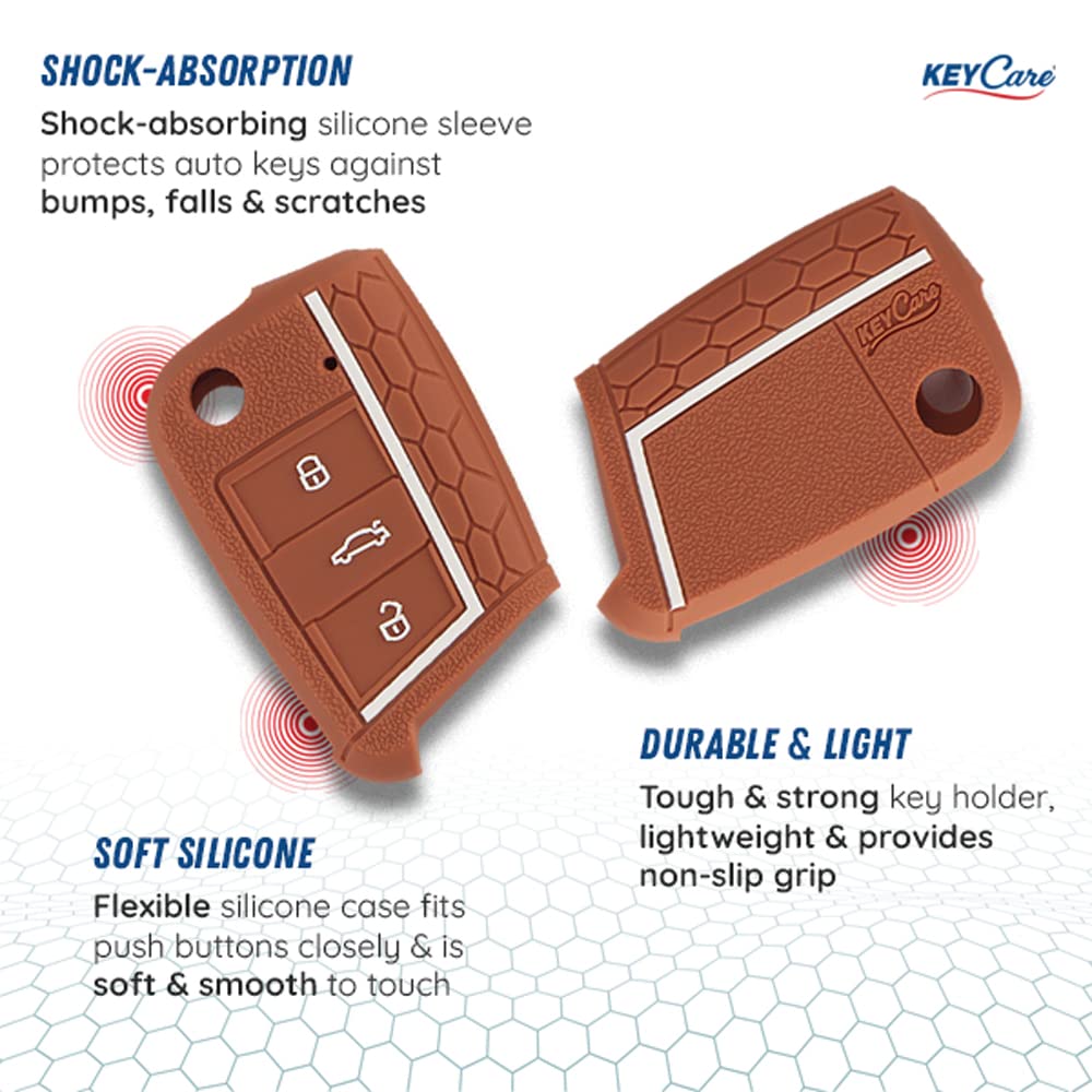 Keycare® Silicone Key Cover Compatible for Volkswagen Jetta, Tiguan, Taigun, T-ROC, Virtus flip Key (Blue) - View 5 of 6