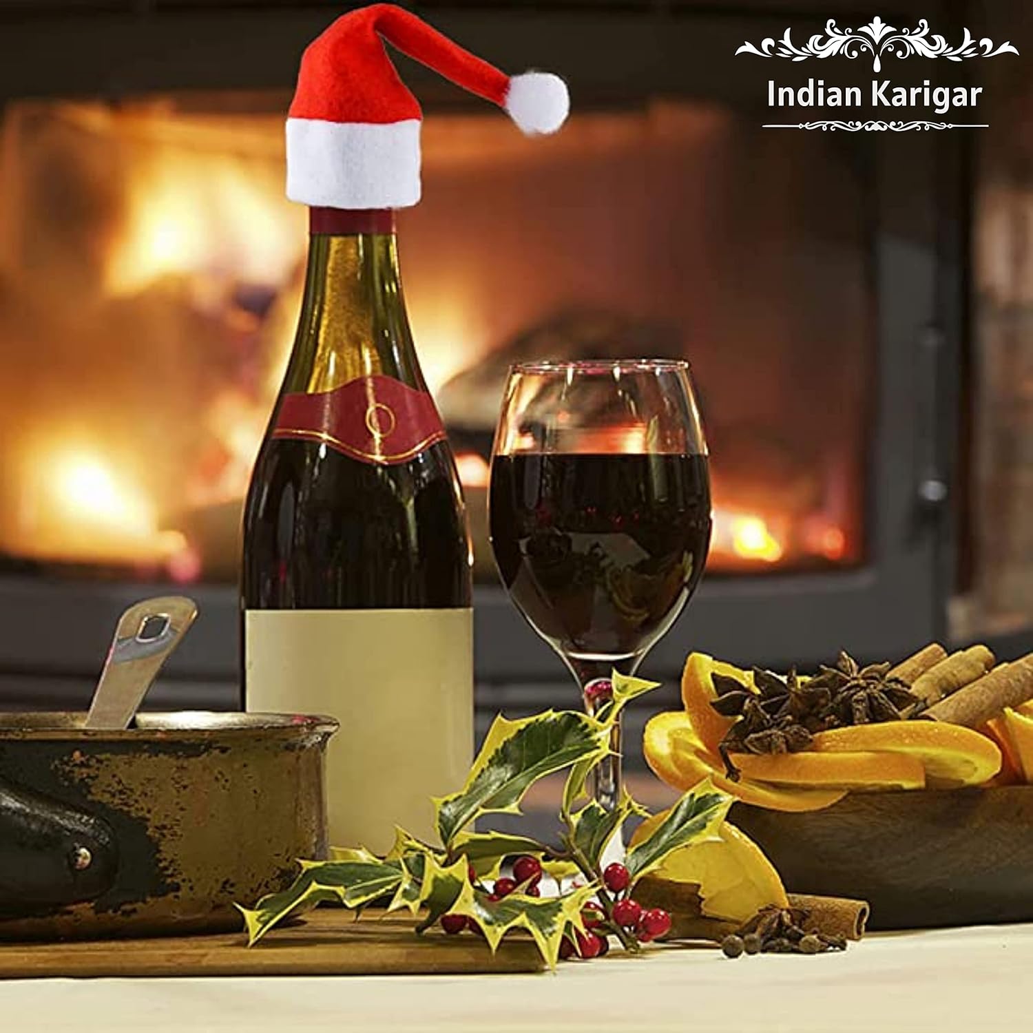 Indian Karigar Christmas Decorations Items for Home 12 Pcs Mini Caps for Bottle Decoration Christmas Decoration Item for Home Merry Christmas Decor Christmas Tree Decoration Items Set of 12 Red - View 4 of 5