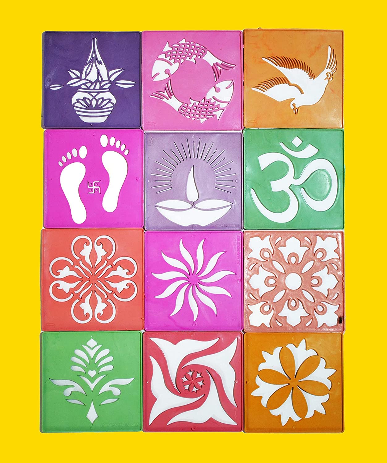 CraftVatika Rangoli Colour Powder with Stencils Kit Diwali Decoration Items for Home Stencils Tool Floor Art Rang for Home Navratri Pongal Pooja Mandir Decor - View 5 of 5