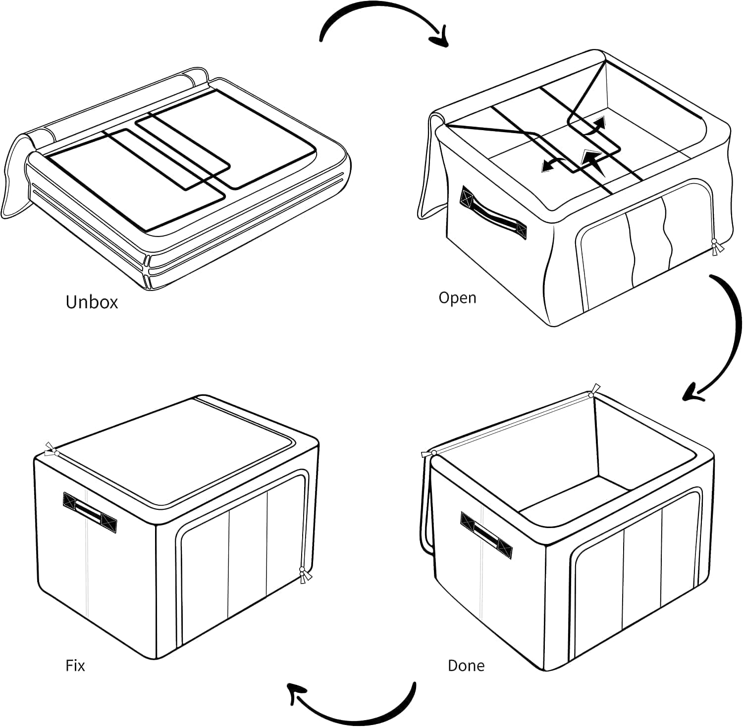 iJams Clothes Storage Box Foldable Steel Frame Clothes Organizer Storage Box for Wardrobe, Saree, Shirts, and Blankets (66 litre, pack of 1, oxford fabric) - View 7 of 8