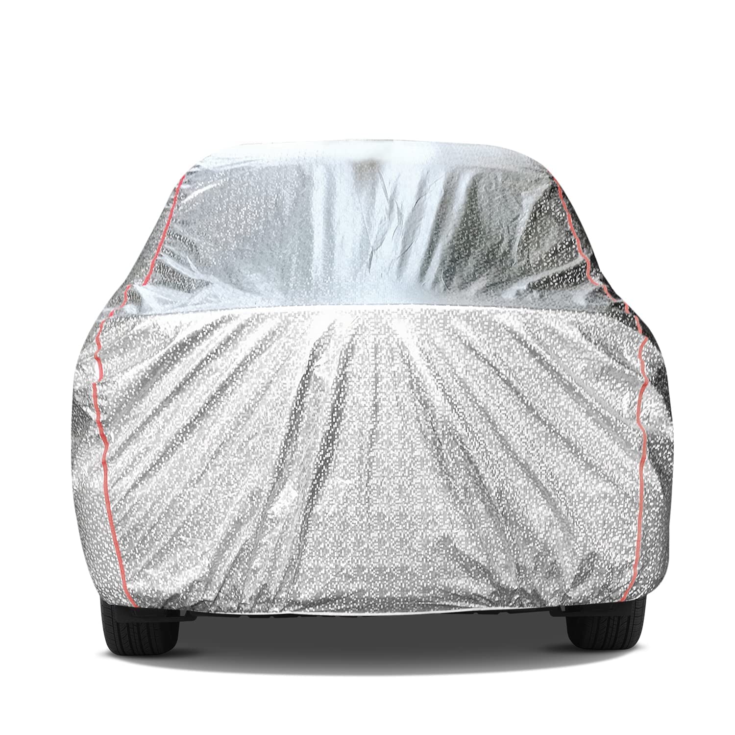 Auto Oprema Waterproof Car Body Cover with Mirror and Soft Cotton Lining (Triple Stitched) (Silver with Red Piping) Compatible with Swift Dzire 2021 Car Bumper to Bumper Accurately. - View 3 of 7