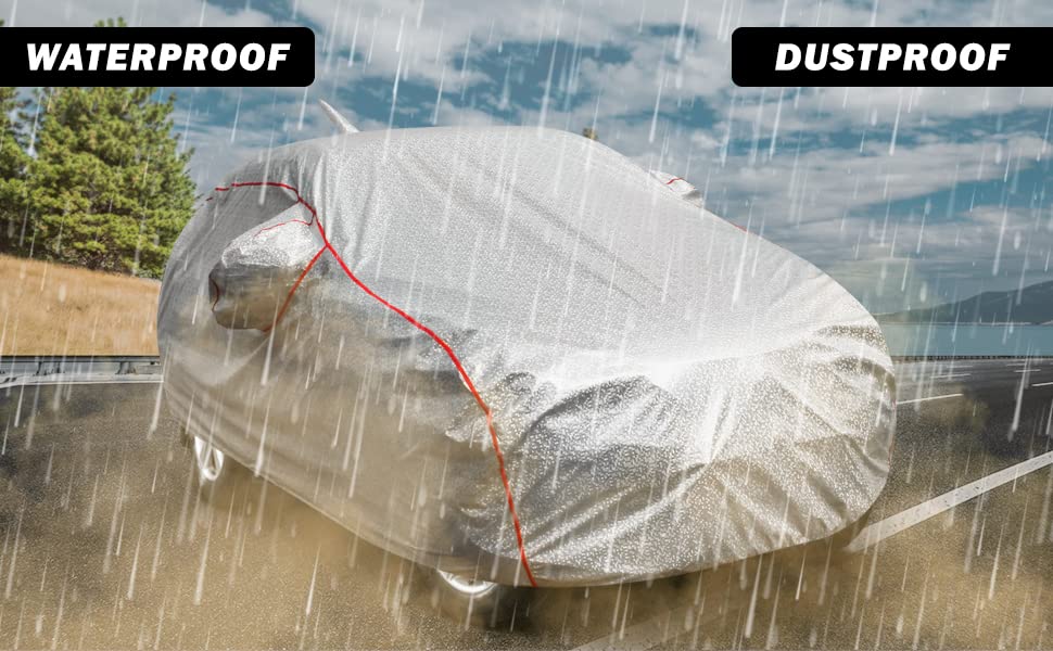 Auto Oprema Waterproof Car Body Cover with Mirror and Soft Cotton Lining (Triple Stitched) (Silver with Red Piping) Compatible with Swift Dzire 2021 Car Bumper to Bumper Accurately. - View 2 of 7