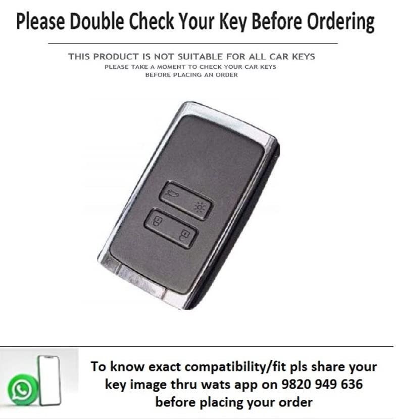 JVCV® Soft Handmade Lychee Pattern Leather Key Cover Compatible with Renault Kiger Triber Smart Key (Brown) - View 4 of 4