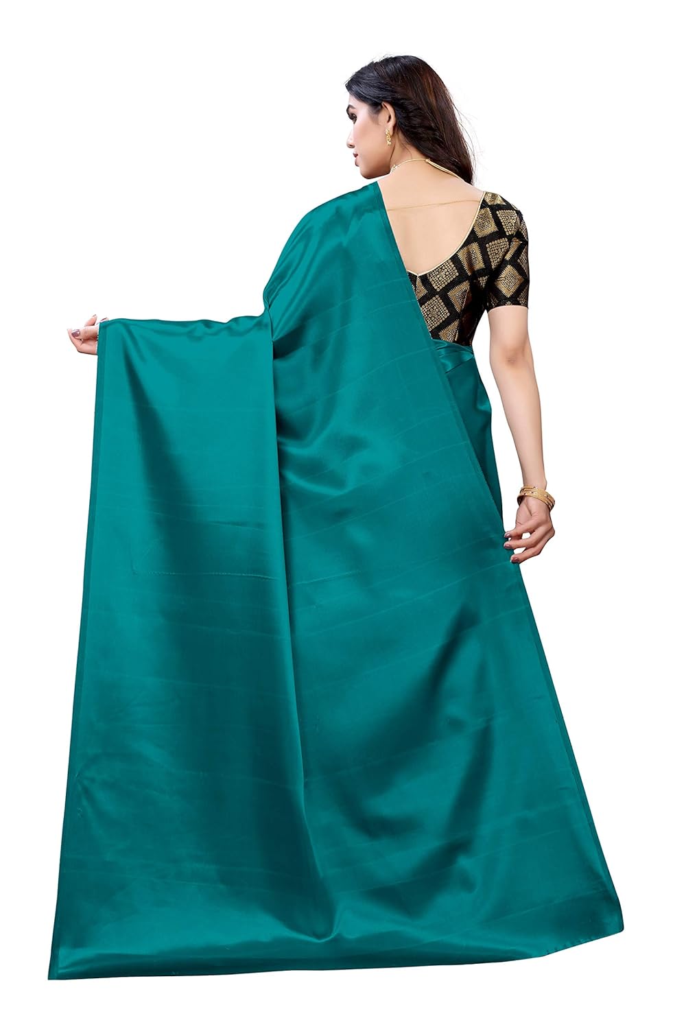 FABMORA Women's Satin Silk Saree With Blouse Piece - View 3 of 4