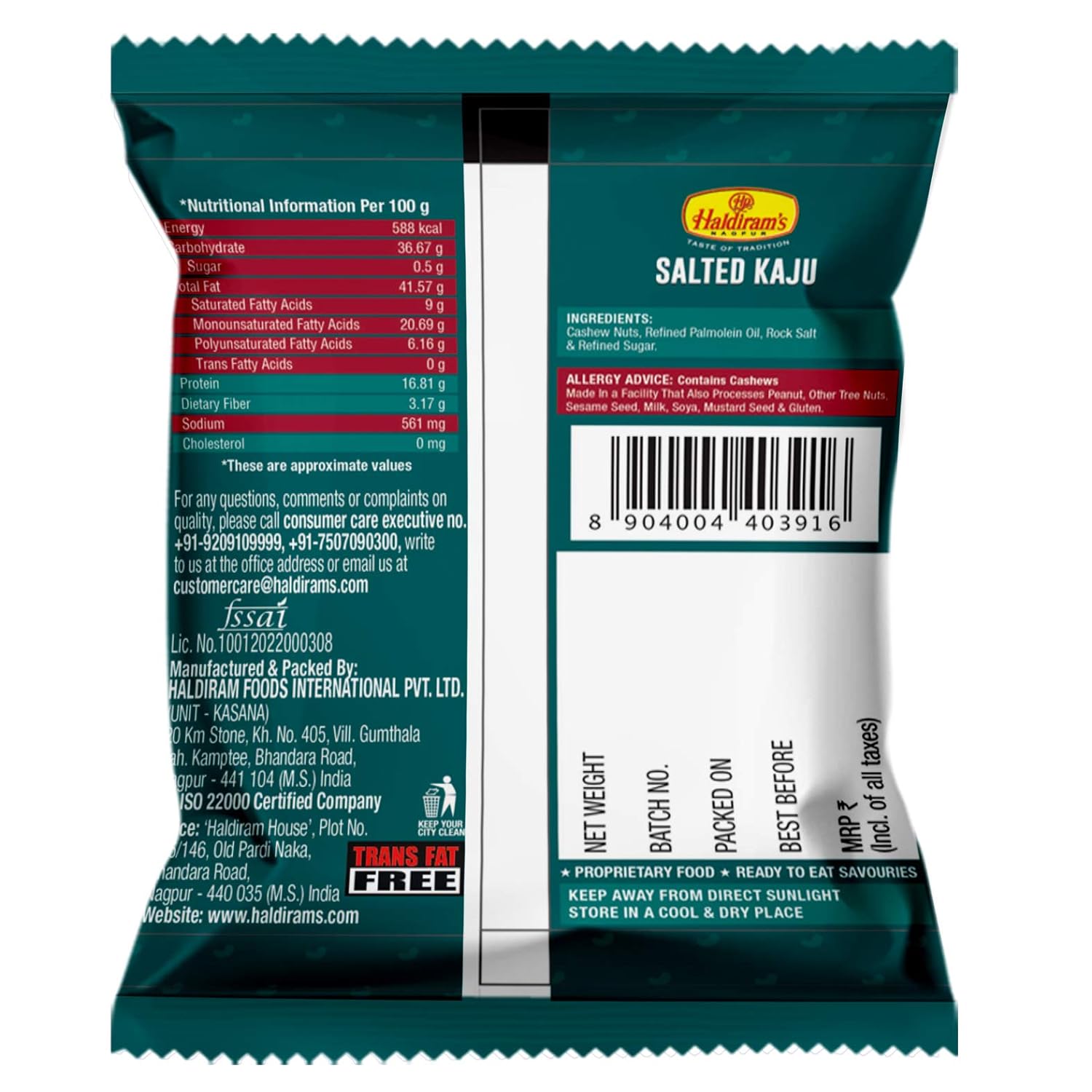 Haldiram's Nagpur Salted Kaju (Pack of 12-35 gm Each) - View 2 of 4