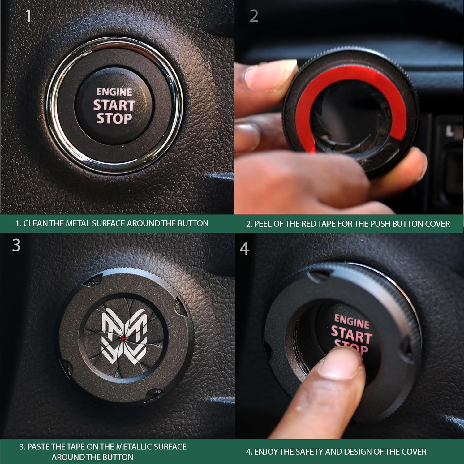 MR WAGON - Protective Car Engine Start Stop Button Cover -Open Close Ignition Cap for Bike and Car -Decorative Car Push Button Cover- Auto Accessories for Car Interior- Suitable for All Universal Cars - View 4 of 5