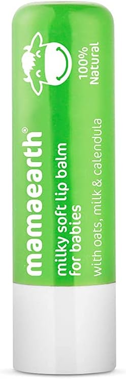 MAMAEARTH Natural Milky Soft Lip Balm for Kids, Babies for 12 Hour Moisturization, with Oats, Milk &amp; Calendula, 4g