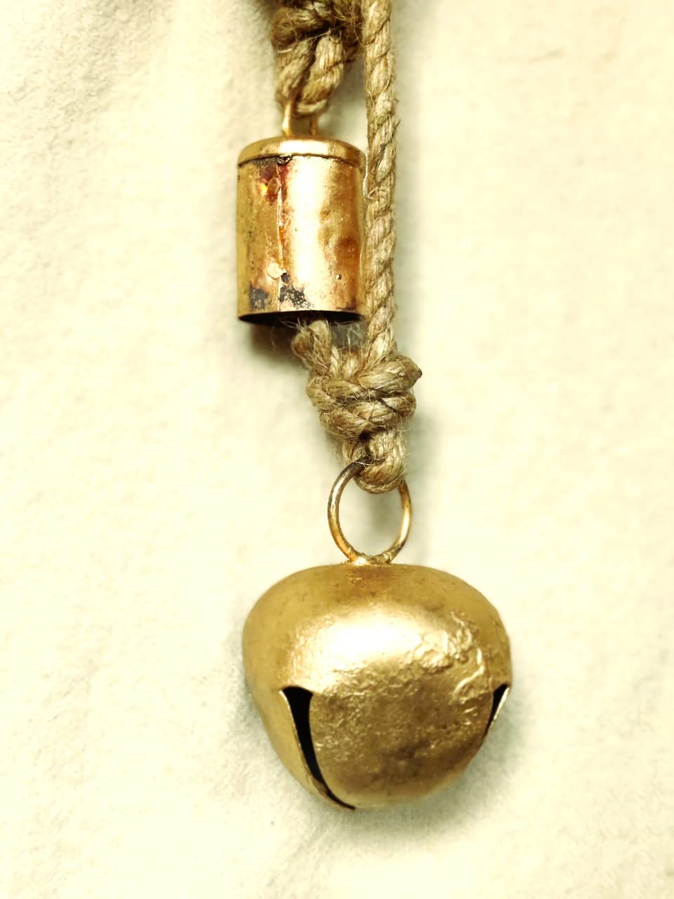 Homenique Antique Embossed Plastic Jingle Bells 2.5inch Jewelry Ornament for Home Christmas Tree Decoration DIY Crafts Hanging Bells Party, Light Golden,2.5inch- Pack of 12 - View 2 of 3