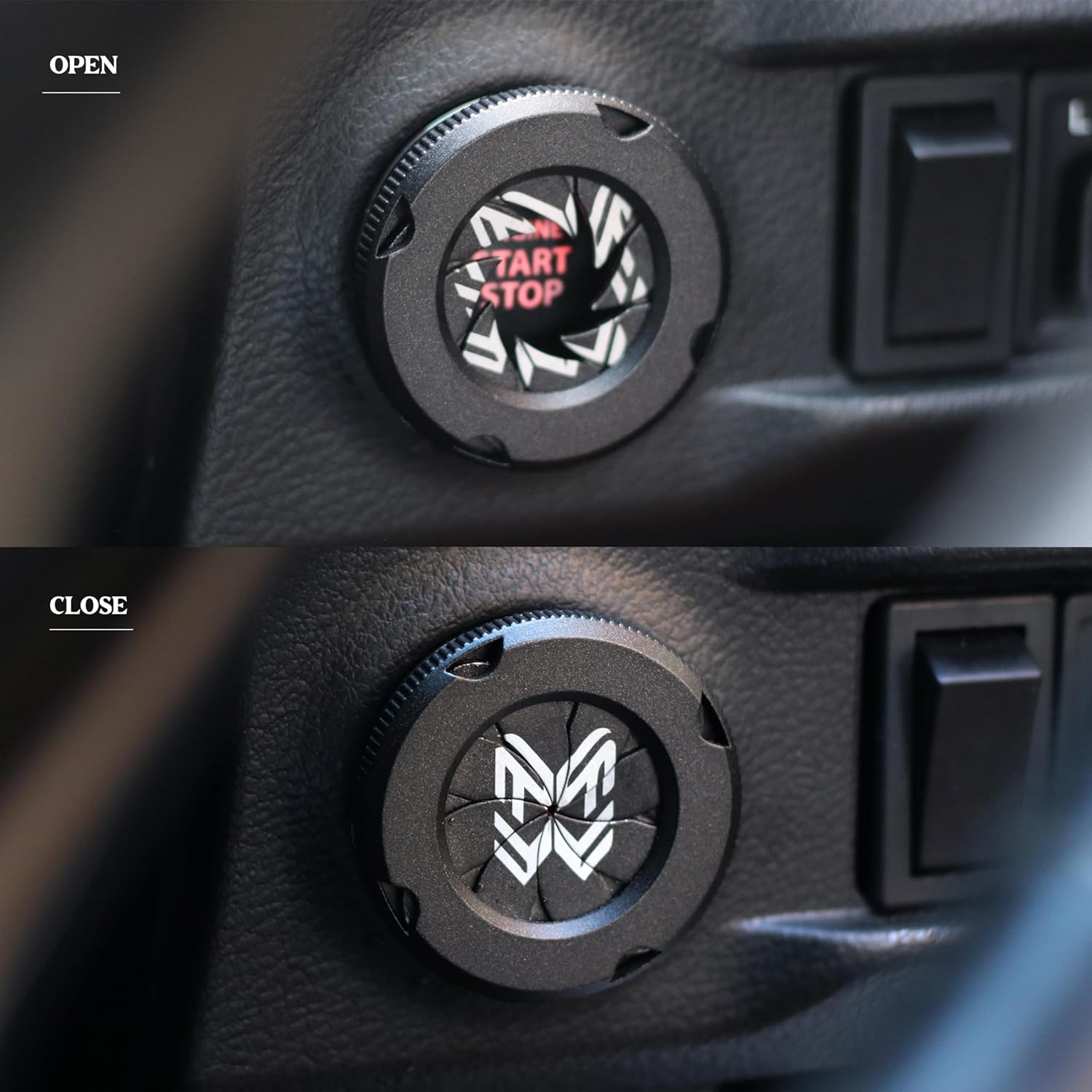 MR WAGON - Protective Car Engine Start Stop Button Cover -Open Close Ignition Cap for Bike and Car -Decorative Car Push Button Cover- Auto Accessories for Car Interior- Suitable for All Universal Cars - View 2 of 5