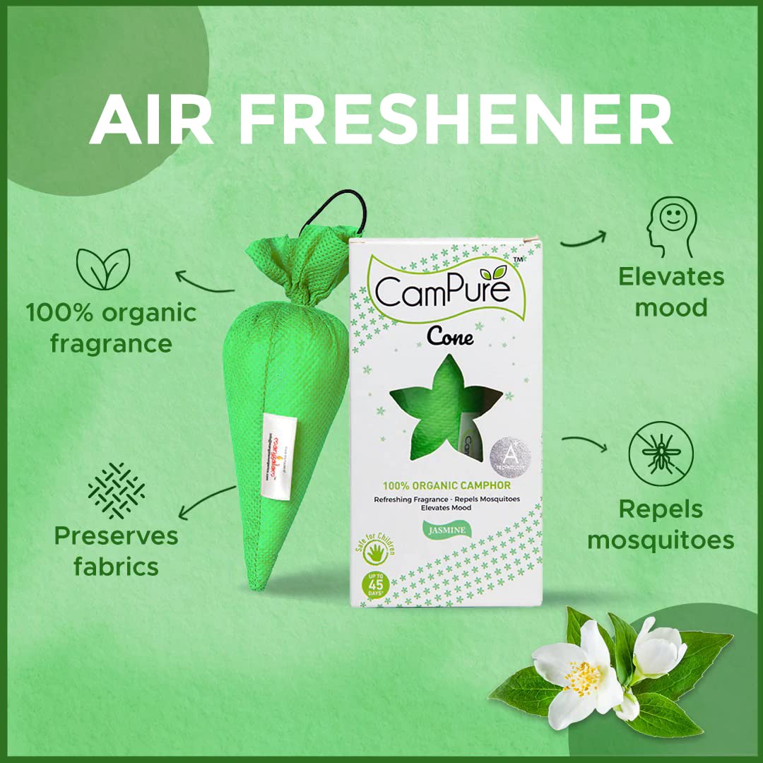 CamPure Camphor Cone (Jasmine + Mogra) Pack Of 2 - Room, Car and Air Freshener & Mosquito Repellent - Image 4