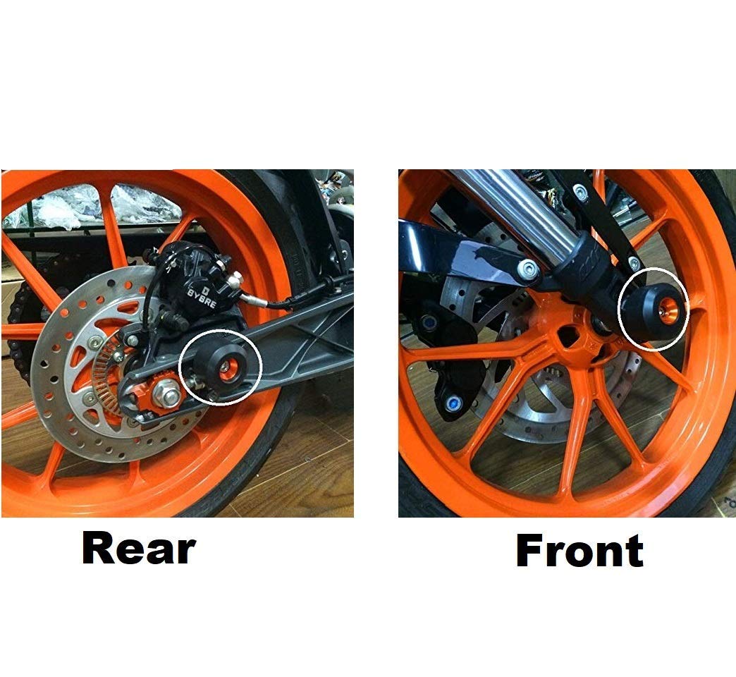 SELVIKE KTM Wheel Frame Sliders Crash Protectors for Duke RC 200 390 (Set of 4) (Black-Orange) - View 4 of 4