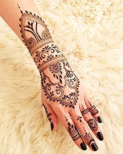 IVANA'S Heena Mehandi Tatto Stencil Set for | Hand | Body | Fingure | Face | Heena Art Temporary Tatto for Kids, Girls &amp; Women, Design - Stencil-1100, Black, M (C-Stencil-1100) - View 4 of 4