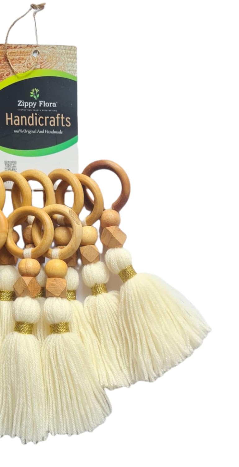 Zippy Flora Daisy Woolen Tassels for DIY &amp; Decor (Pack of 5, White) - View 3 of 4