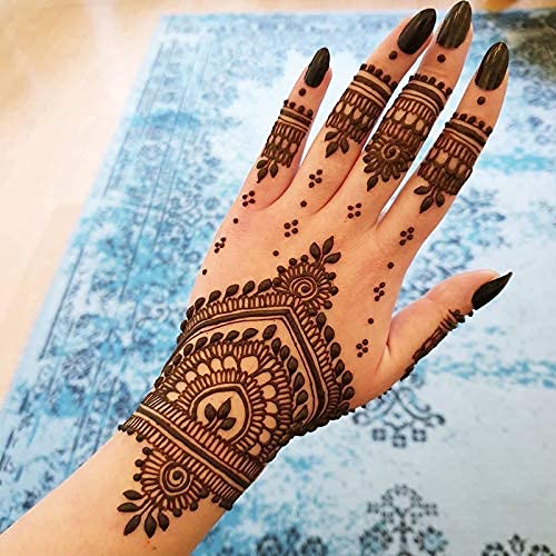 IVANA'S Heena Mehandi Tatto Stencil Set for | Hand | Body | Fingure | Face | Heena Art Temporary Tatto for Kids, Girls &amp; Women, Design - Stencil-1100, Black, M (C-Stencil-1100) - View 3 of 4