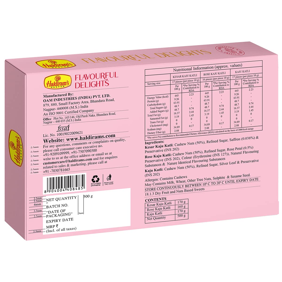 Haldiram's Nagpur Flavourful Delights Assorted Kaju Katli (500 gm) - View 2 of 3