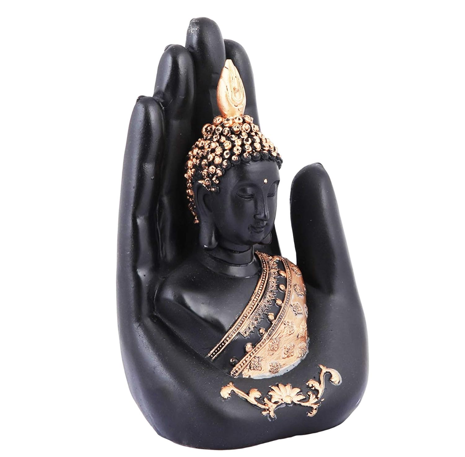 Ascension ® Golden Handcrafted Polyresin Palm Buddha Showpiece for Home Decoration (Black) - View 4 of 5