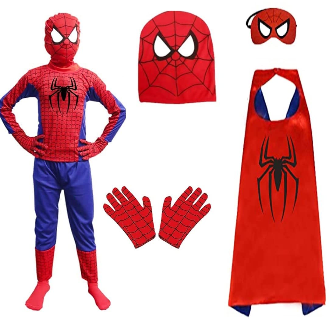 JBD ENT Nylon Superhero Dress + Glove +Mask Superhero Costume |Birthday Gift for Kids| Halloween Party Costume for Boys (6-8 years, Red) - Related product
