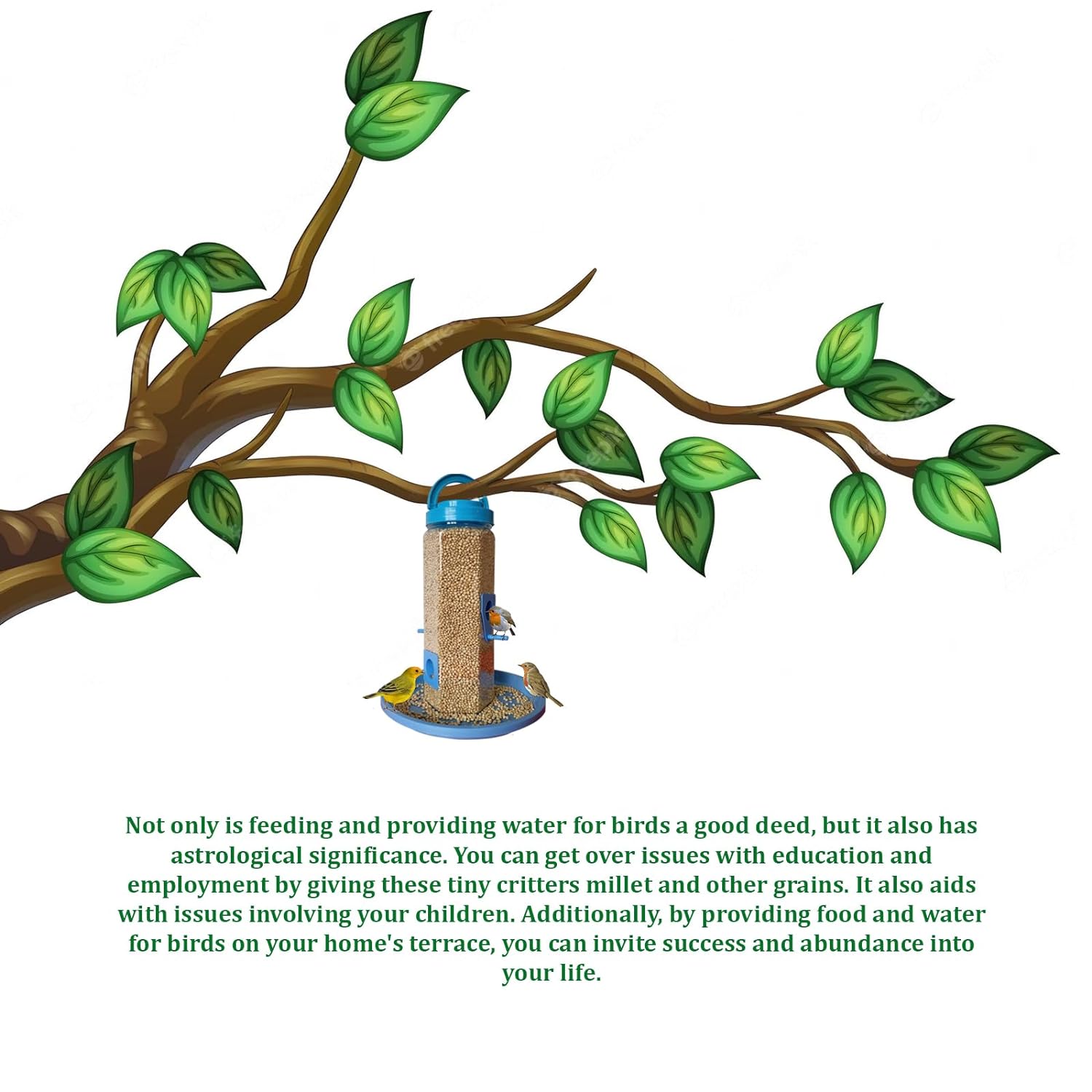 KBV Bird Feeder 4 Way Hanging Bird Feeder for Sparrow, Finches, Budgies, Indian Munias, Parrot for Home, Balcony, Window, Terrace and Garden (Blue) - View 4 of 4