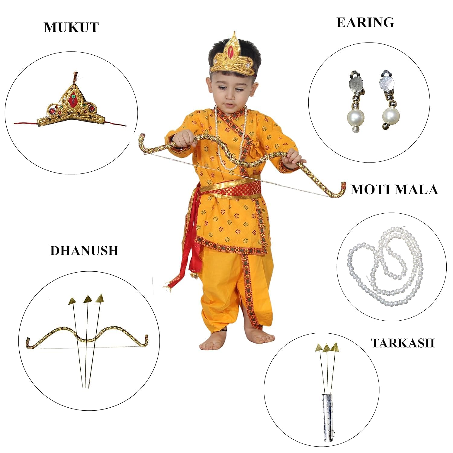 Kaku Fancy Dresses Lord Raja Ram Costume For Boy/Ram Navami Dussehra/Ram Dress With Teer Dhanush Baan/Ramayan Play/Mythological Costume For Boys - View 4 of 4