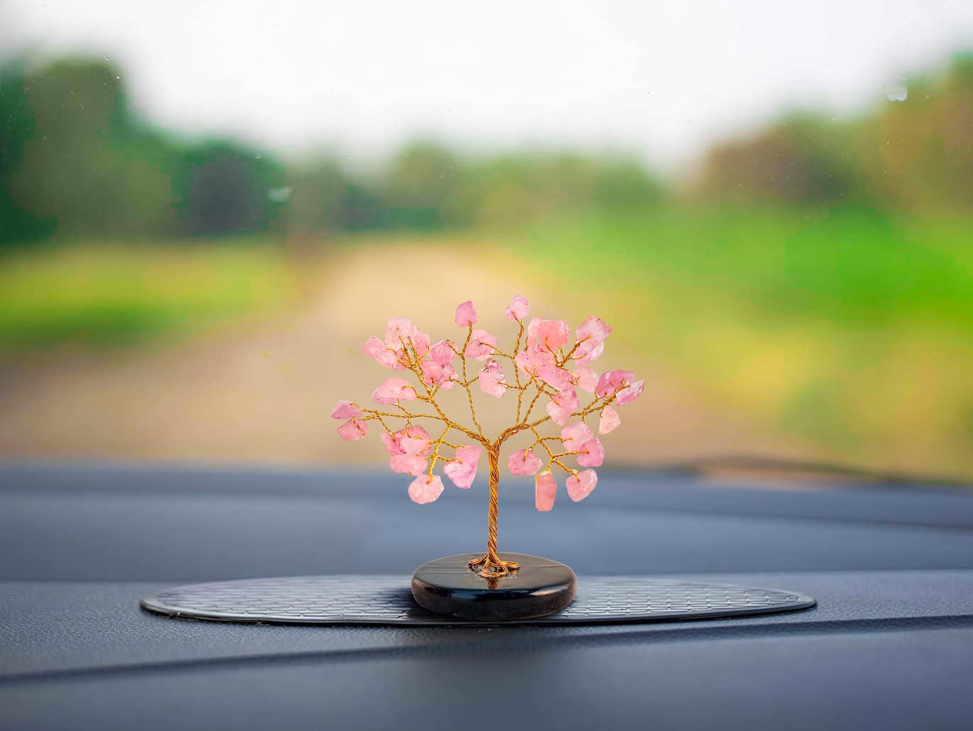 Crystal Tree - Rose Quartz Tree - Car Dashboard Accessories - Dashboard Figurines &amp; Idols - Crystal showpieces for Home Decor- Crystal Home Decor Items- Crystal Tree for Good Luck - View 4 of 5