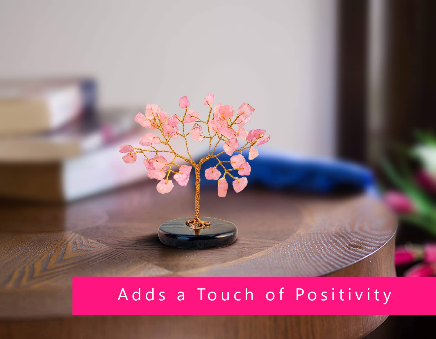 Crystal Tree - Rose Quartz Tree - Car Dashboard Accessories - Dashboard Figurines &amp; Idols - Crystal showpieces for Home Decor- Crystal Home Decor Items- Crystal Tree for Good Luck - View 3 of 5