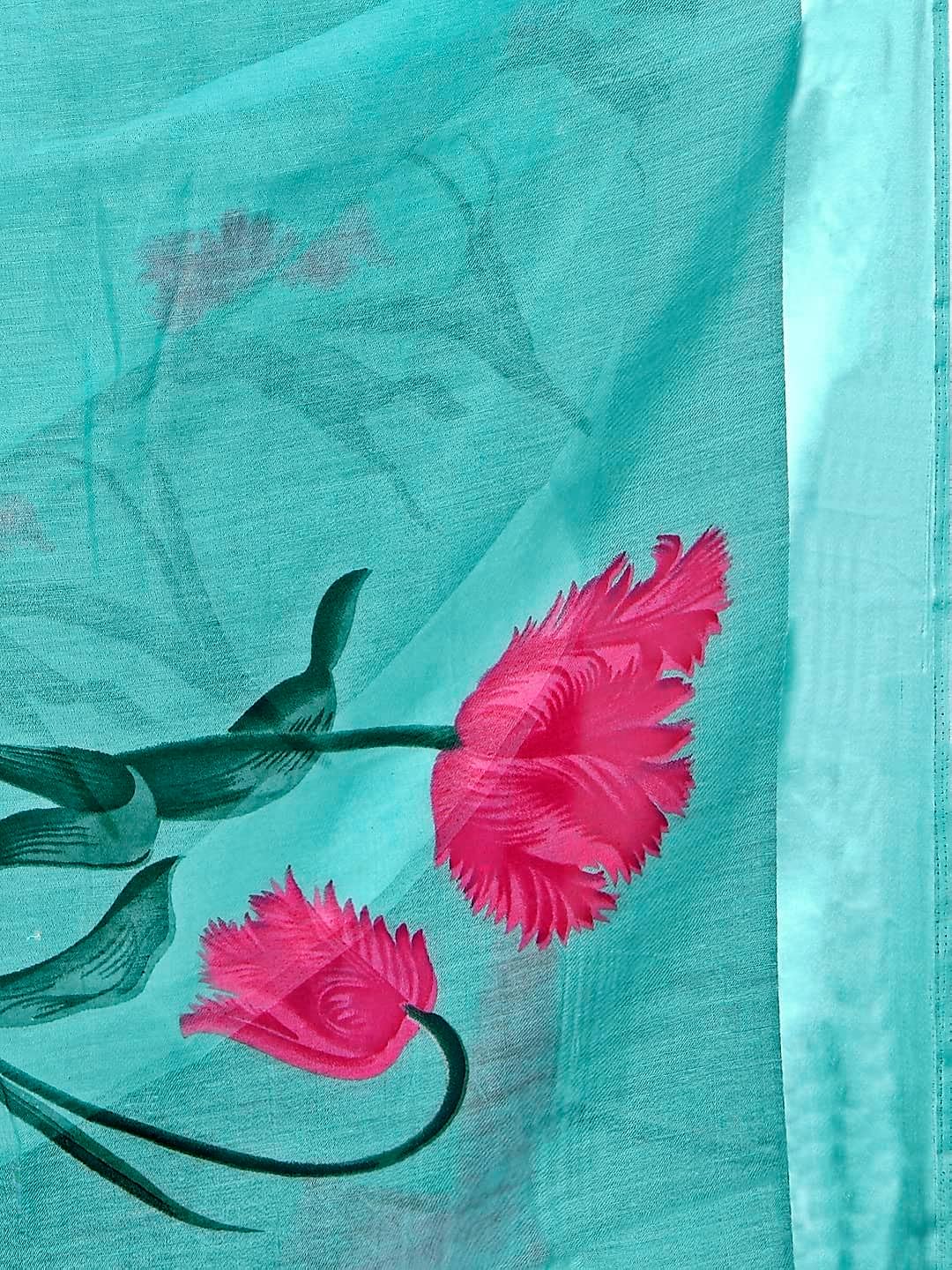 Rekha Maniyar Women's Floral Pattern Cotton Slub Saree With Unstitched Blouse Piece (JAGRUTI)B - View 4 of 5