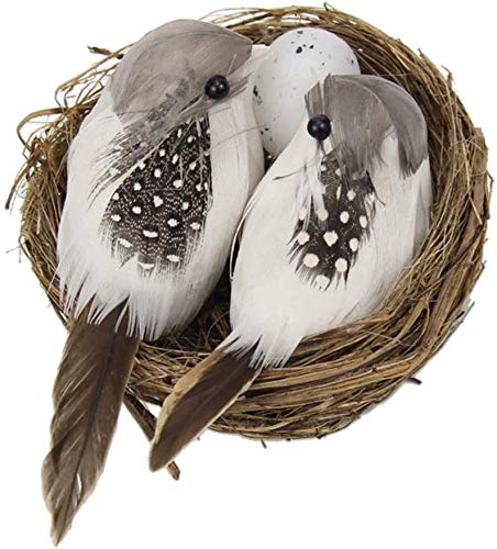 R H lifestyle Artificial Foam Feathered Mini Birds with Hay Nest &amp; Eggs Ornaments, DIY Craft for Home Garden Lawn Decoration Party Accessories (9 x 7 x 5 cm) Pack of 1 - Related product