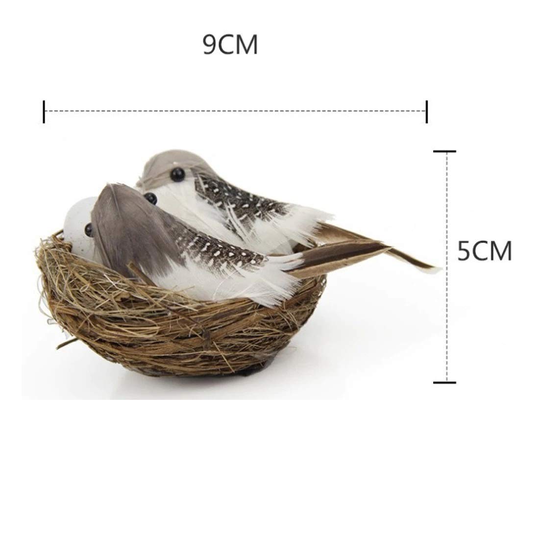 R H lifestyle Artificial Foam Feathered Mini Birds with Hay Nest &amp; Eggs Ornaments, DIY Craft for Home Garden Lawn Decoration Party Accessories (9 x 7 x 5 cm) Pack of 1 - View 4 of 4