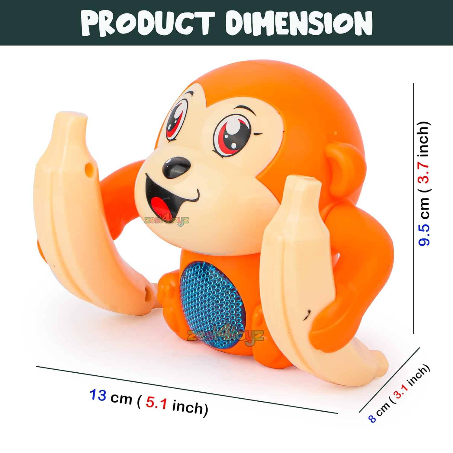 Zest 4 Toyz Voice Control  Dancing and Spinning Rolling Tumbling Monkey Sound Toy for Kid with Flashing  Light &amp; Dynamic Sound - View 5 of 5