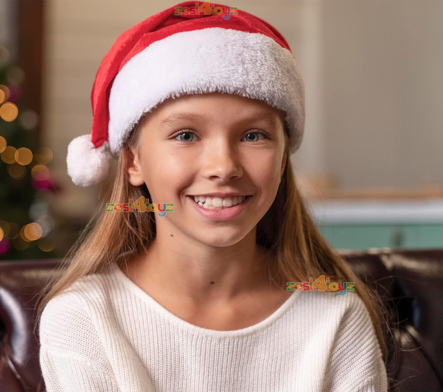 Zest 4 Toyz Warm Fleece Santa Claus Cap, Christmas Hat Cute Red Santa Hat Christmas Party Prop accessories Costumes Free Size Pack of 2 - View 3 of 4