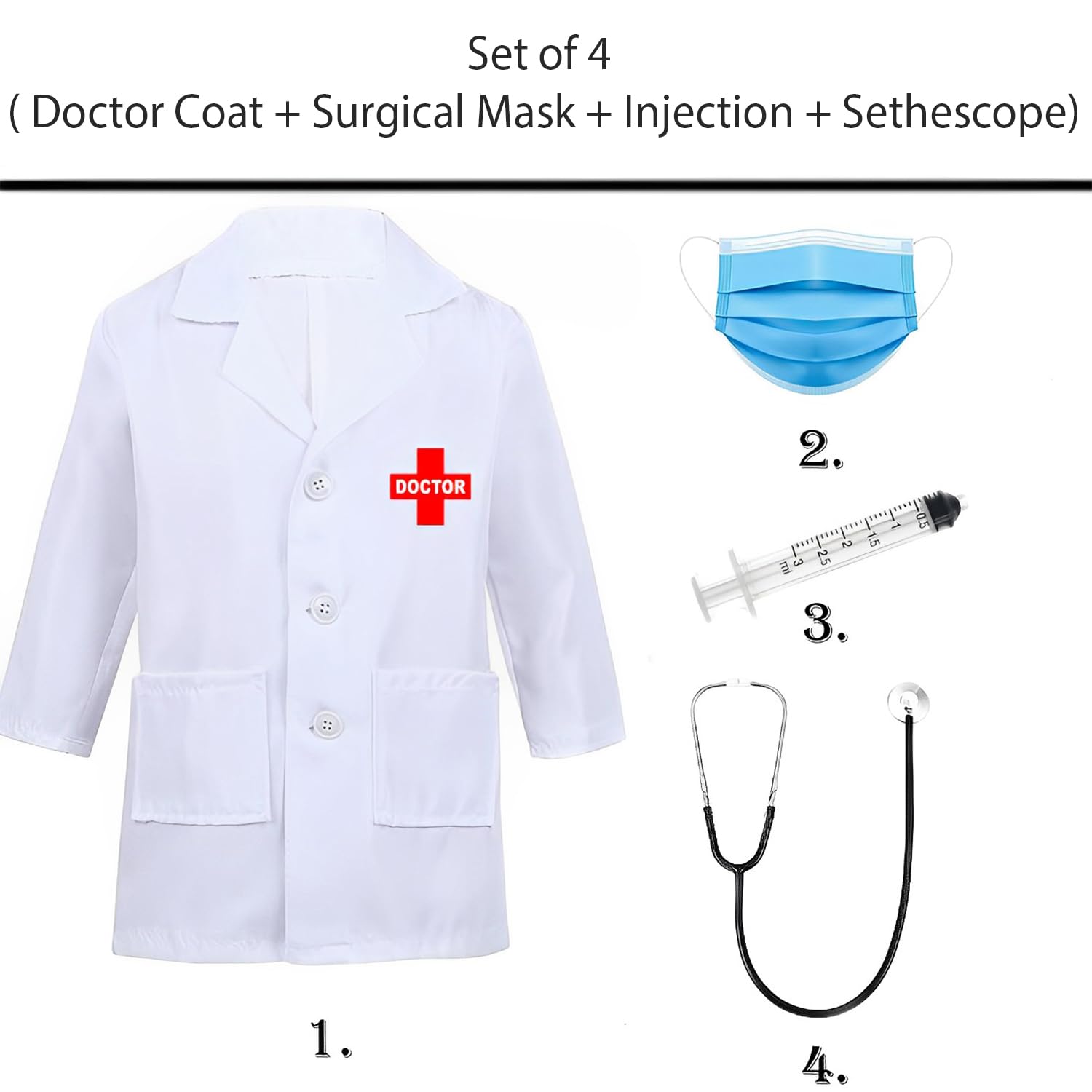 Rudra Fancy Dress Doctor Coat &amp; Nurse dress for Kids | Doctor Lab Coat Costumes for boys &amp; girls | Nurse Costumes for girls | Community Helpers Costumes Fancy dress competition for boys &amp; girls - View 5 of 5