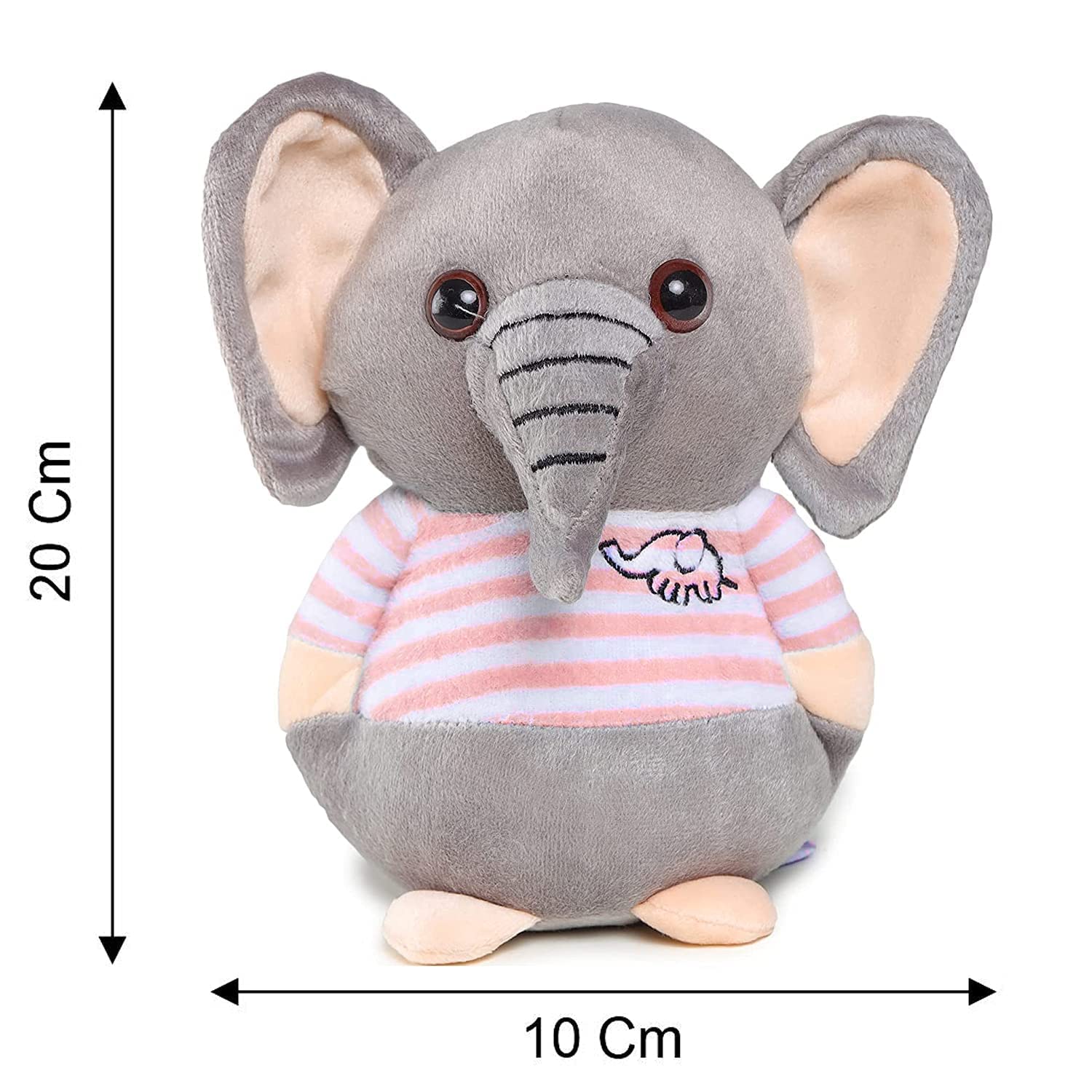 Webby Soft Animal Plush Elephant Toy 20cm, Grey and Pink - View 3 of 4