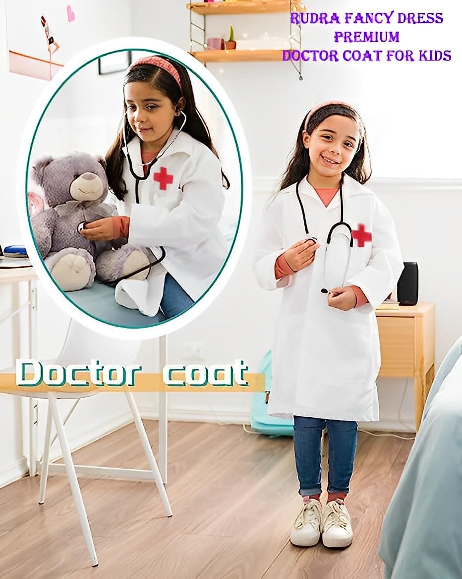 Rudra Fancy Dress Doctor Coat &amp; Nurse dress for Kids | Doctor Lab Coat Costumes for boys &amp; girls | Nurse Costumes for girls | Community Helpers Costumes Fancy dress competition for boys &amp; girls - View 2 of 5